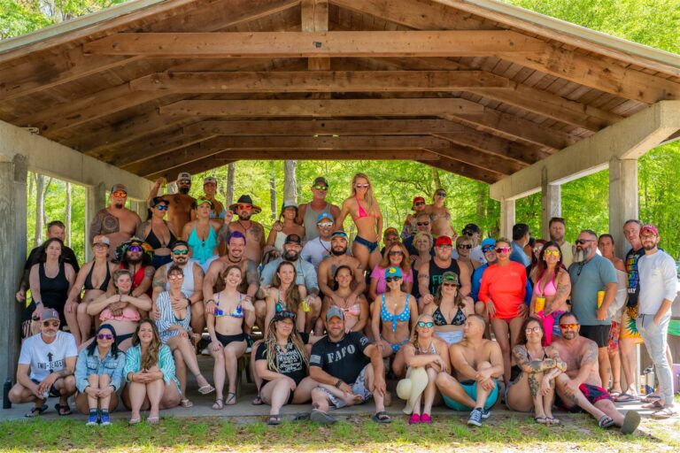 Group shot under the pavilion