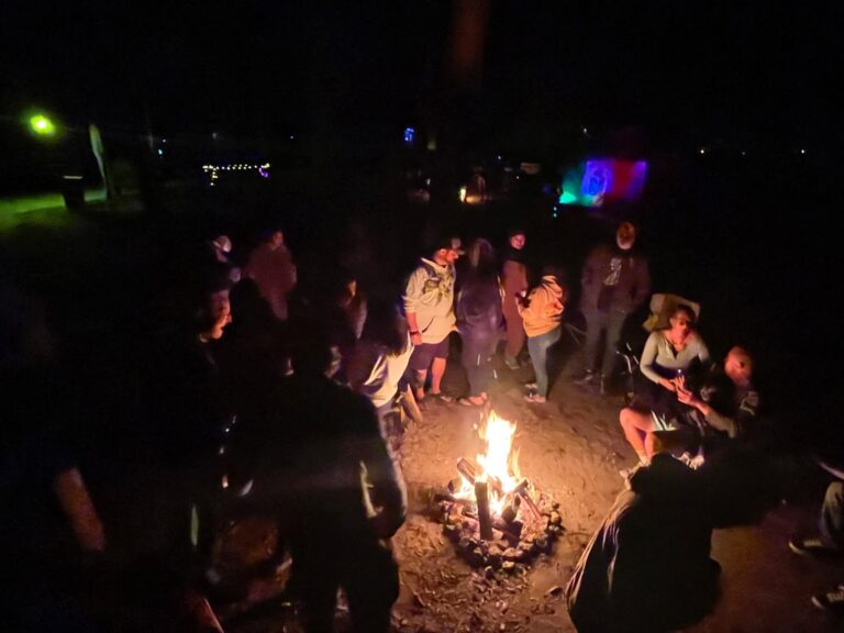 Late night campfire crowd