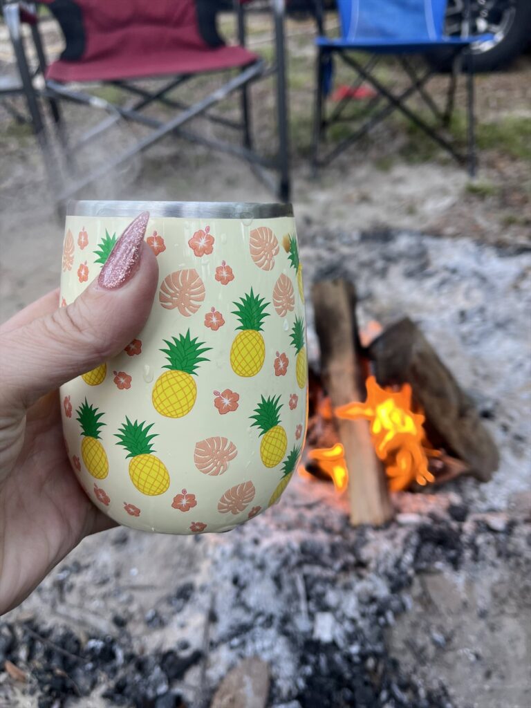 Pineapple cup by the fire