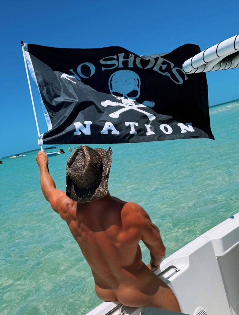 No Shoes Nation flag flying