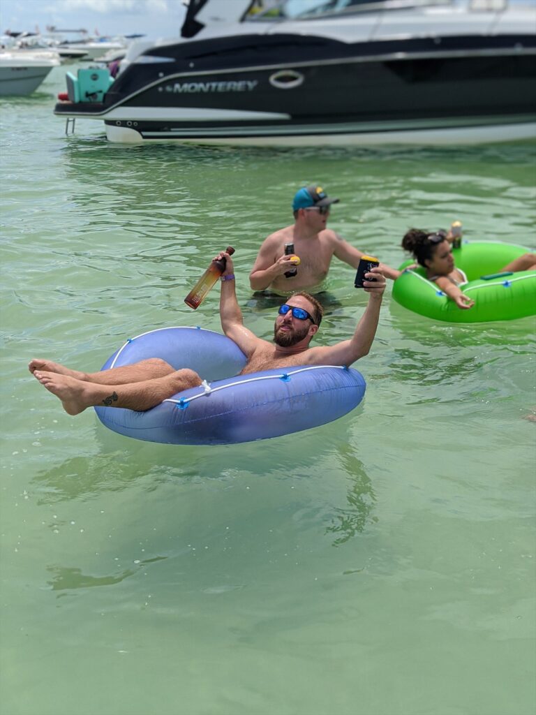 Tubing at the raft-up