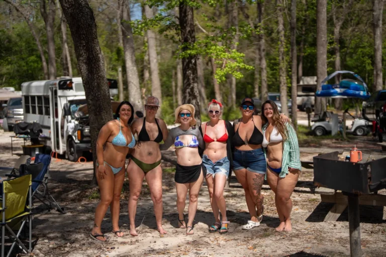 Bikini lineup at camp