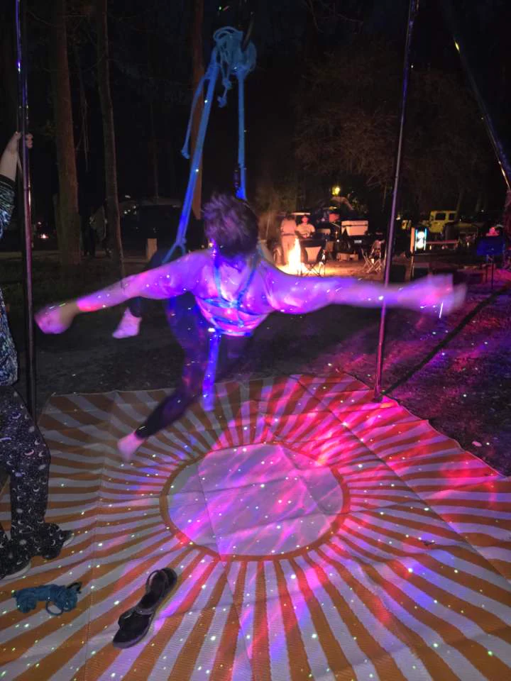 Late night light show at camp