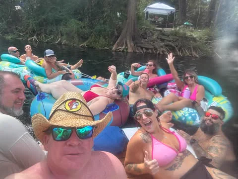 Tubing the river with the crew